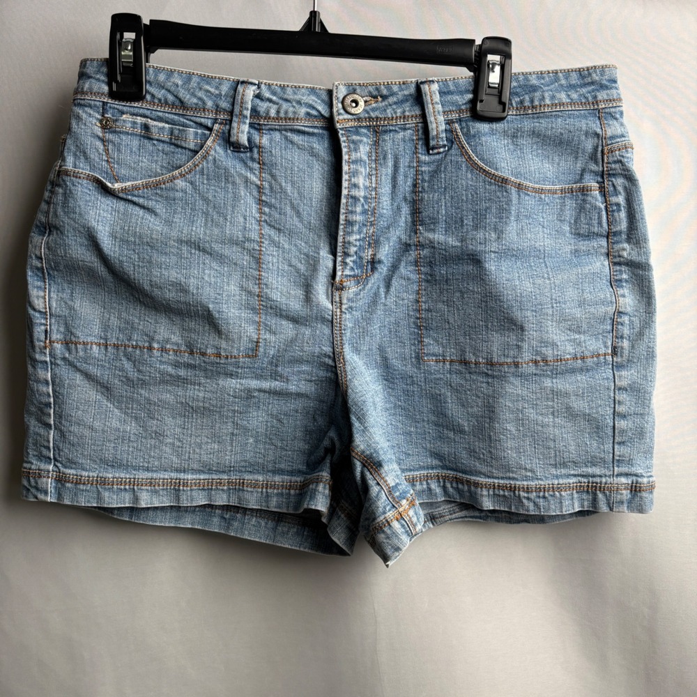 VTG Y2K Faded Glory Womens Blue Denim Stretch Jean Short Shorts 12 High Rise